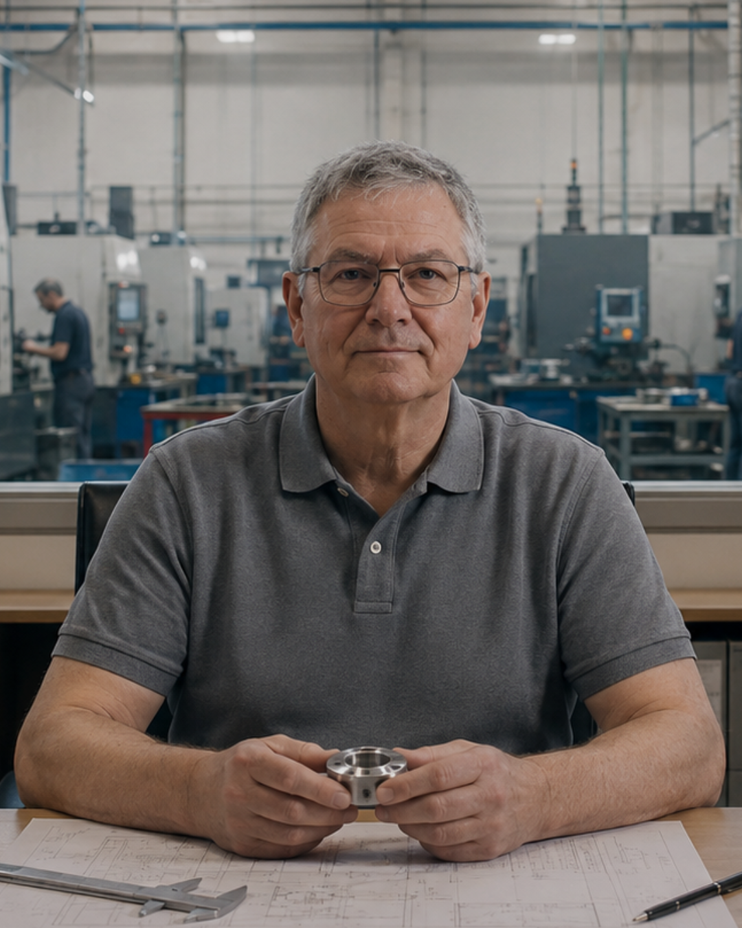 Andoni, fundador de un taller de mecanizado